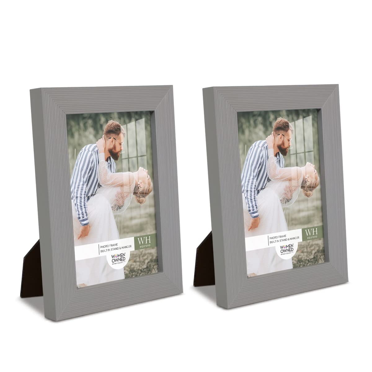 Renditions Gallery 4×6 inch Picture Frame Set of 2 High-end Modern Style, Made of Solid Wood and High Definition Glass Ready for Wall and Tabletop Photo Display, Gray Frame