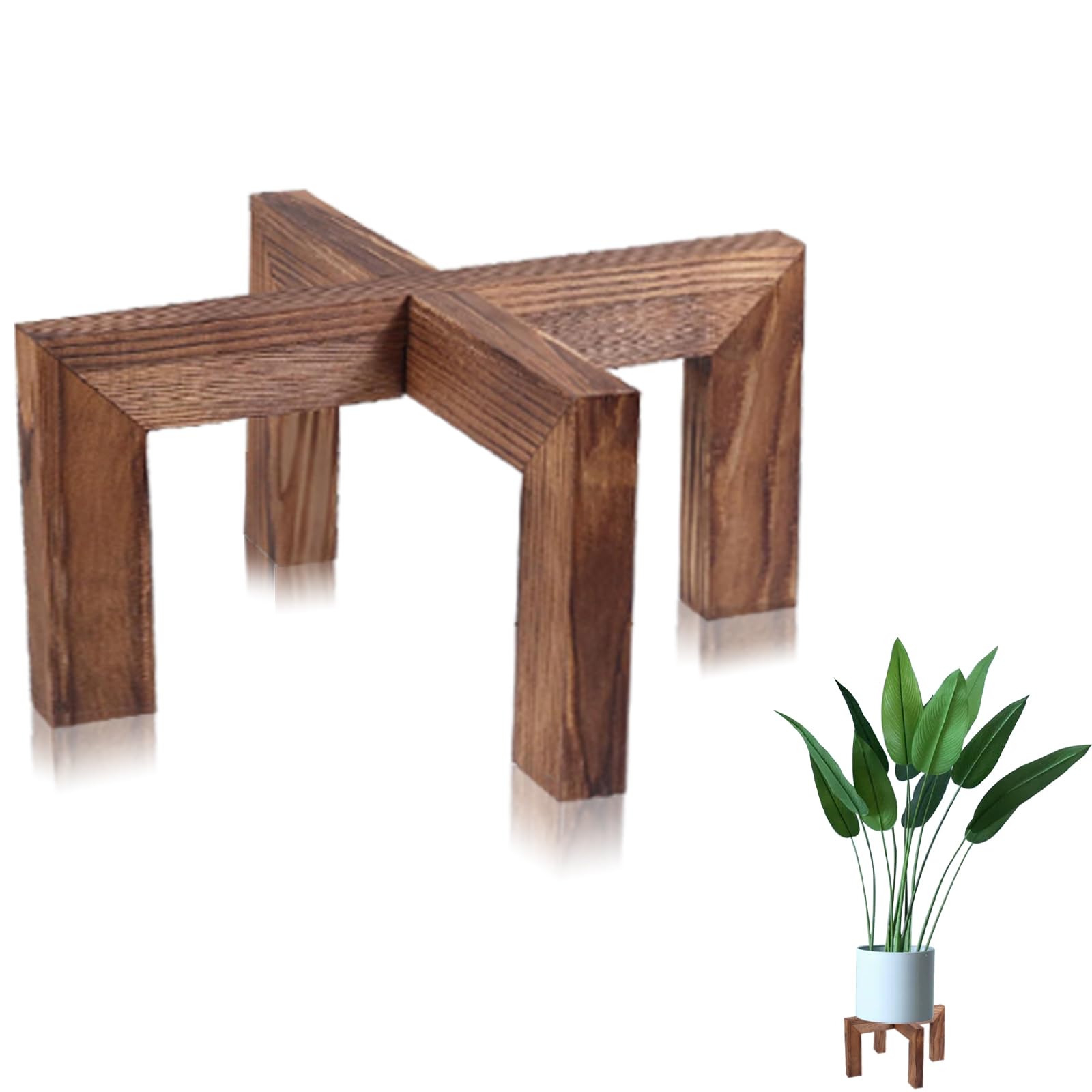 Photo 1 of COREION Indoor Plant Stand, Wooden Flower Pot Holder, suitable for 5-12 inch flower pots, Home and Garden (Wood Color-1 pack)