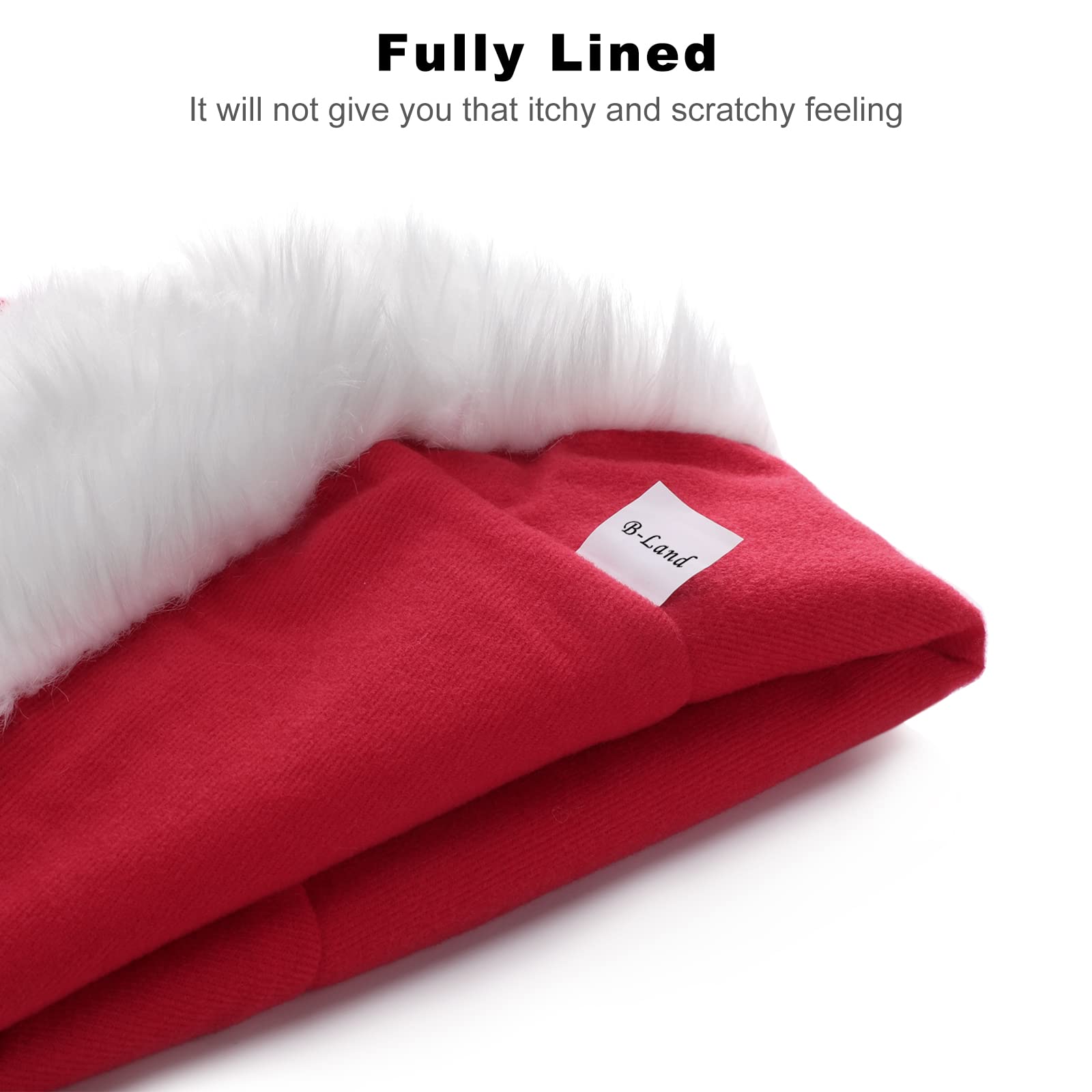 B-Land Unisex-Adult's Santa Hat, Christmas Hats for Adults Women Men Extra Thicken Xmas Holiday Hat with Comfort Liner
