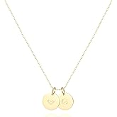QXTX Tiny Initial Heart Necklace,Dainty Personalized Letter Heart Necklace for Women,18K Gold Plated