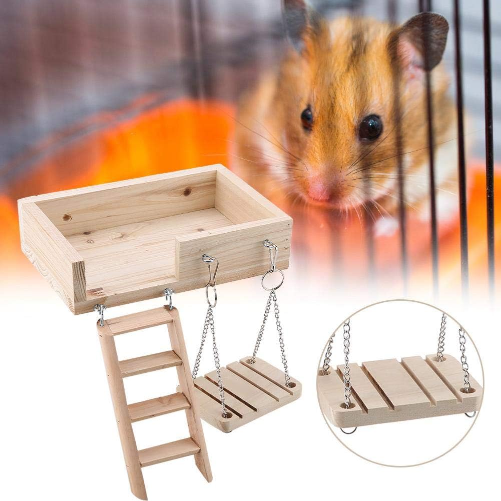 3Pcs Hamsters Platform Ladder Set, Wooden Hamster Platform Wooden