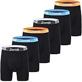 JINSHI Men's Bamboo Boxer Briefs Long Leg Comfortable Underwear Classic Black Boxers 6Pack