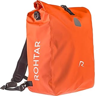 Rohtar 3in1 Fahrradtasche - wasserdicht &amp; reflektierend - als Gepäckträgertasche, Umhängetasche &amp; Rucksack einsetzbar - ideale Gepäcktasche fürs Fahrrad - 18L/25L (schwarz/gelb/rot)