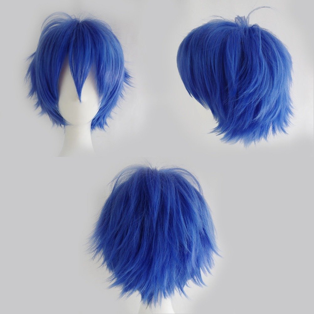 S-noilite Cosplay Curly Hair Tail Full wigs Short Dark Blue Wig Fashion Cosplay Style Women/Men Wig โ image 1