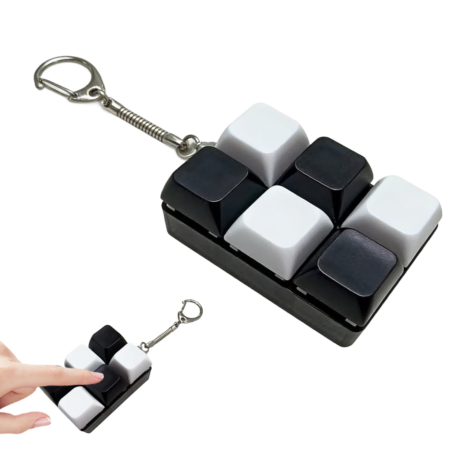 Keyboard Fidget Toy, 6 Button Fidget Keyboard Keychain, Clicky Fidget Keyboard, Compact Keyboard Clicker for Stress Relief & Focus Enhancement, Sensory Fidget Tool for Adults Kids Office School Travel