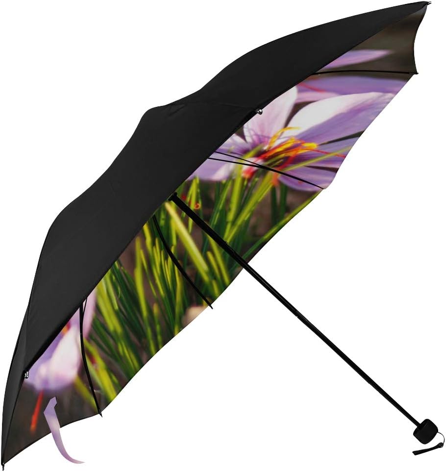 Cute Sun Umbrella A Blooming Saffron Underside Printing Travel