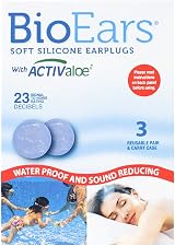 BioEars Soft Silicone Earplugs with ACTIValoe 3 Pairs Carry Case