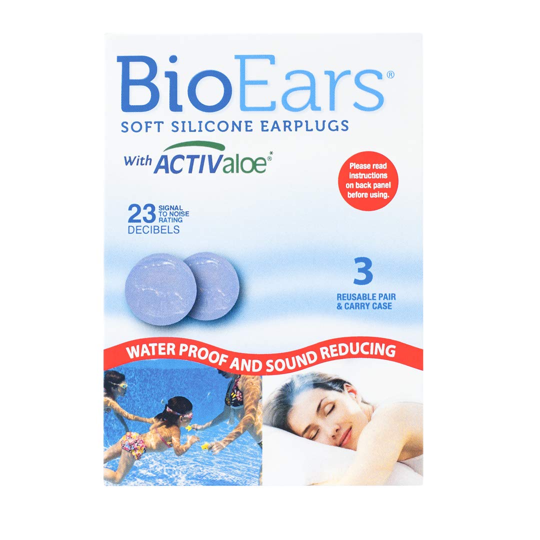 BioEars Soft Silicone Earplugs with ACTIValoe. Premium silicone. Protection from Water and Noise, 3 Count (Pack of 1)