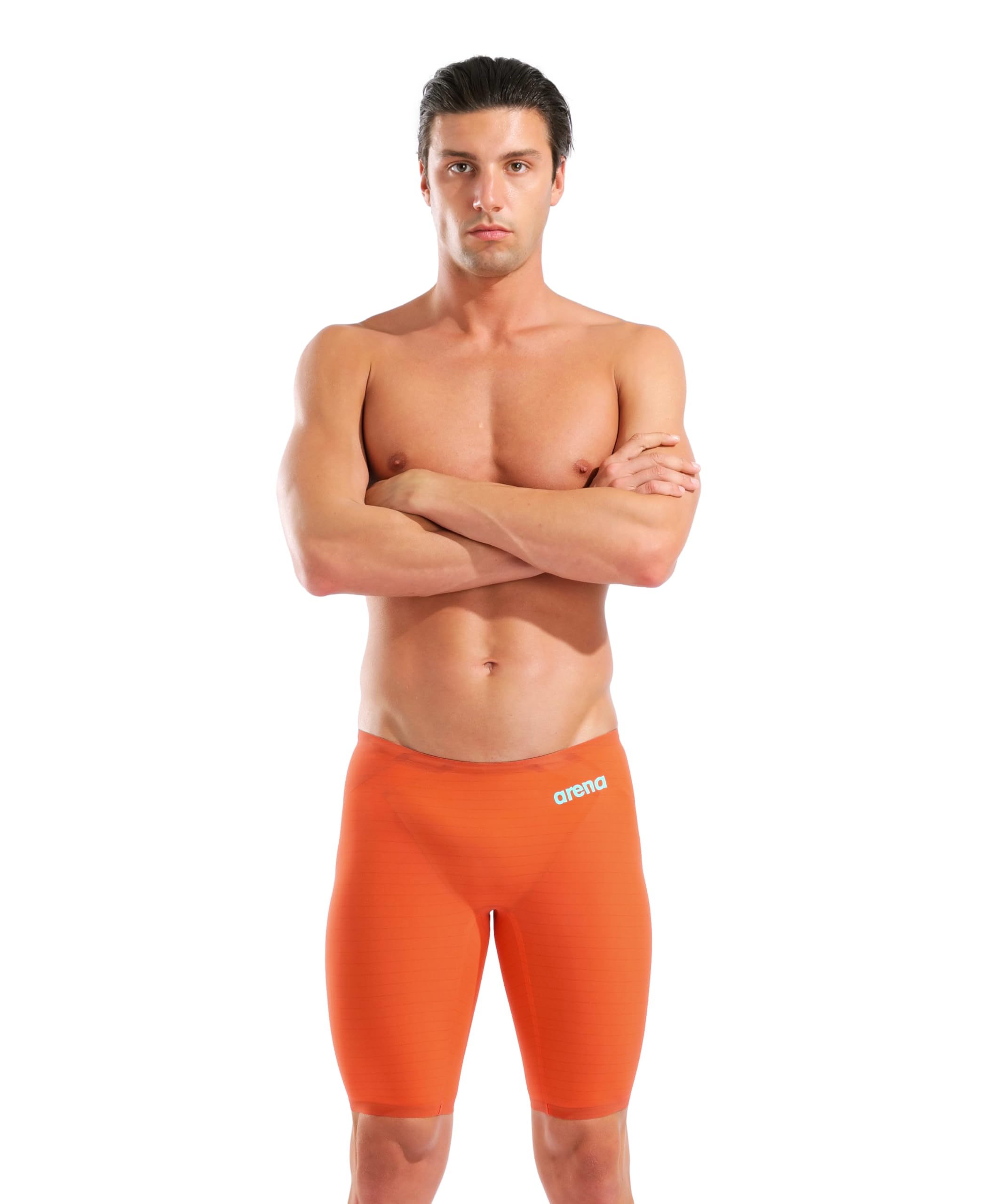 ARENA Powerskin Carbon Air2 Men’s Racing Jammer Limited Edition Athletic Tech Suit Competitive Racing Swimsuit Endurance Swimwear, Sunset Coral, US Size 30