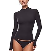 INLYRIC Women's Inbarely Soft Mock Turtleneck Double Lined Long Sleeve Tops Going Out Slim Fitted Sexy Trendy T-Shirts