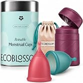 Ecoblossom Menstrual Cups, Period Cup for Women, Menstrual Disc Alternative | (Small &amp; Large Cups, with Case) Medical-Grade Silicone, Comfortable Fit, Reliable 12-Hour Leak-Free Protection
