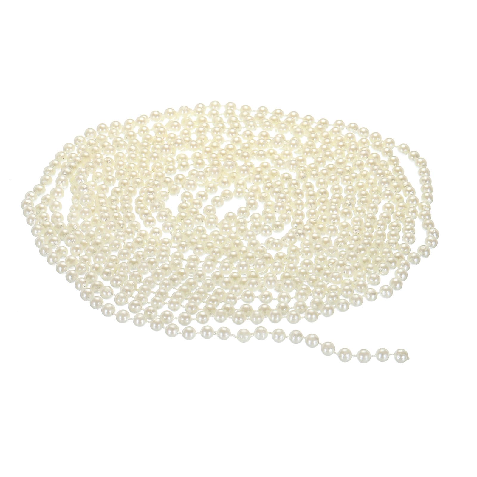 PATIKIL 6mm Faux Pearl Beads Garland, 16.4 Ft Pearl String Chain Roll for Craft Wedding Party Home Decorative Jewelry Making Christmas Tree, Beige