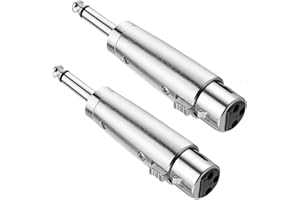 JOMLEY XLR Female to 1/4" TS Mono Adapter, Unbalanced XLR Female to 1/4 Inch TS Mono Male Plug Cable Adapter for Mixers, Microphones, Amplifiers - 2 Pack