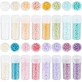 SUNNYCLUE 80g 16 Colors 12/0 Seed Beads Bulk 2mm Cylinder Glass Seed Beads Colorful Candy Small Round Loose Spacer Bead for Jewelry Making Supplies Friendship Bracelet Necklace Earrings