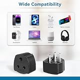 SHUOMAO 2-Pack Indian to UK Plug Adapters 5A Fuse Type D to UK Black view 5