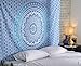 RAJRANG Mandala Tapestry for Bedroom and Living Room Decor Boho Bohemian Wall Hanging Cotton Tapestries (Blue, Ombre, 84x54 Inch, Twin size)