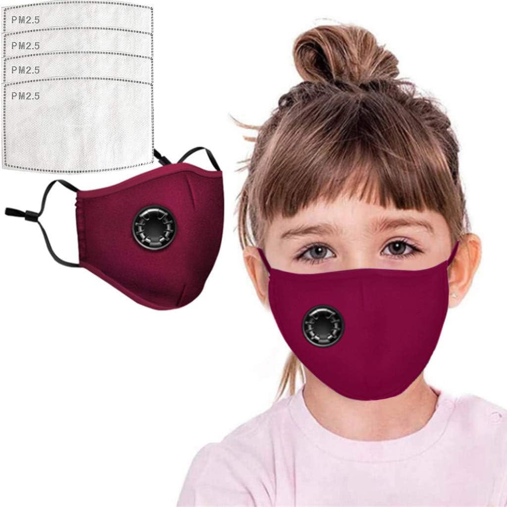 1 pc Face Bandanas with 4 Air Filter Cotton Sheet Washable Reusable Face Health with Adjustable Straps for child(1pc+4PCFilter, Red)