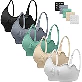 Angelhood Nursing Bra 5 Pack Womens Maternity Breastfeeding Seamless Wireless Sleep Bra with Extenders