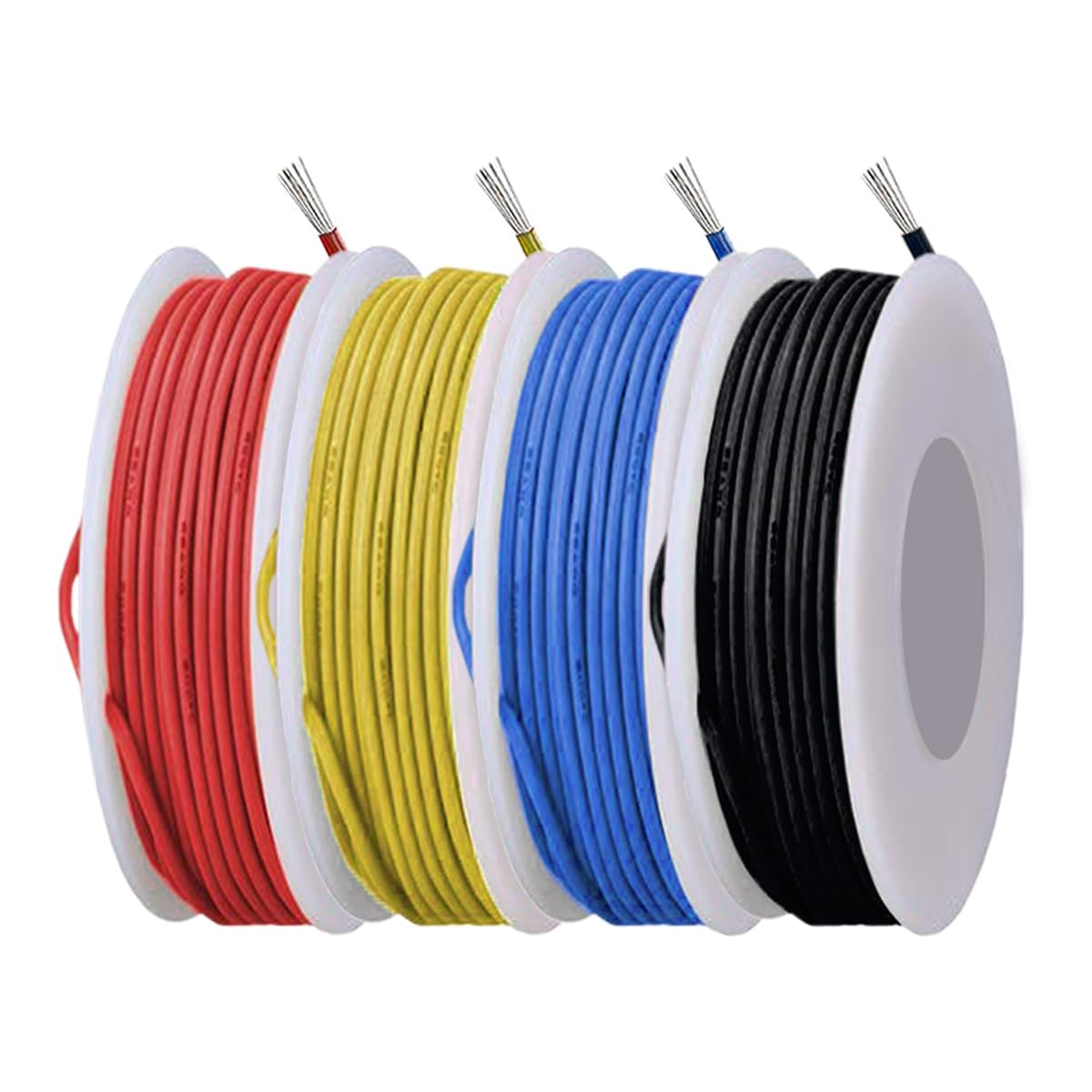 MKBKLLJY 20 Gauge Stranded Wire 300V PVC Electrical Wire 20AWG Insulation Tinned Coated Copper Wire Hook Up Wire 4Colors(Red/Yellow/Blue/Black) 5m/16.4ft Each Wire Assortment for Electronics DIY
