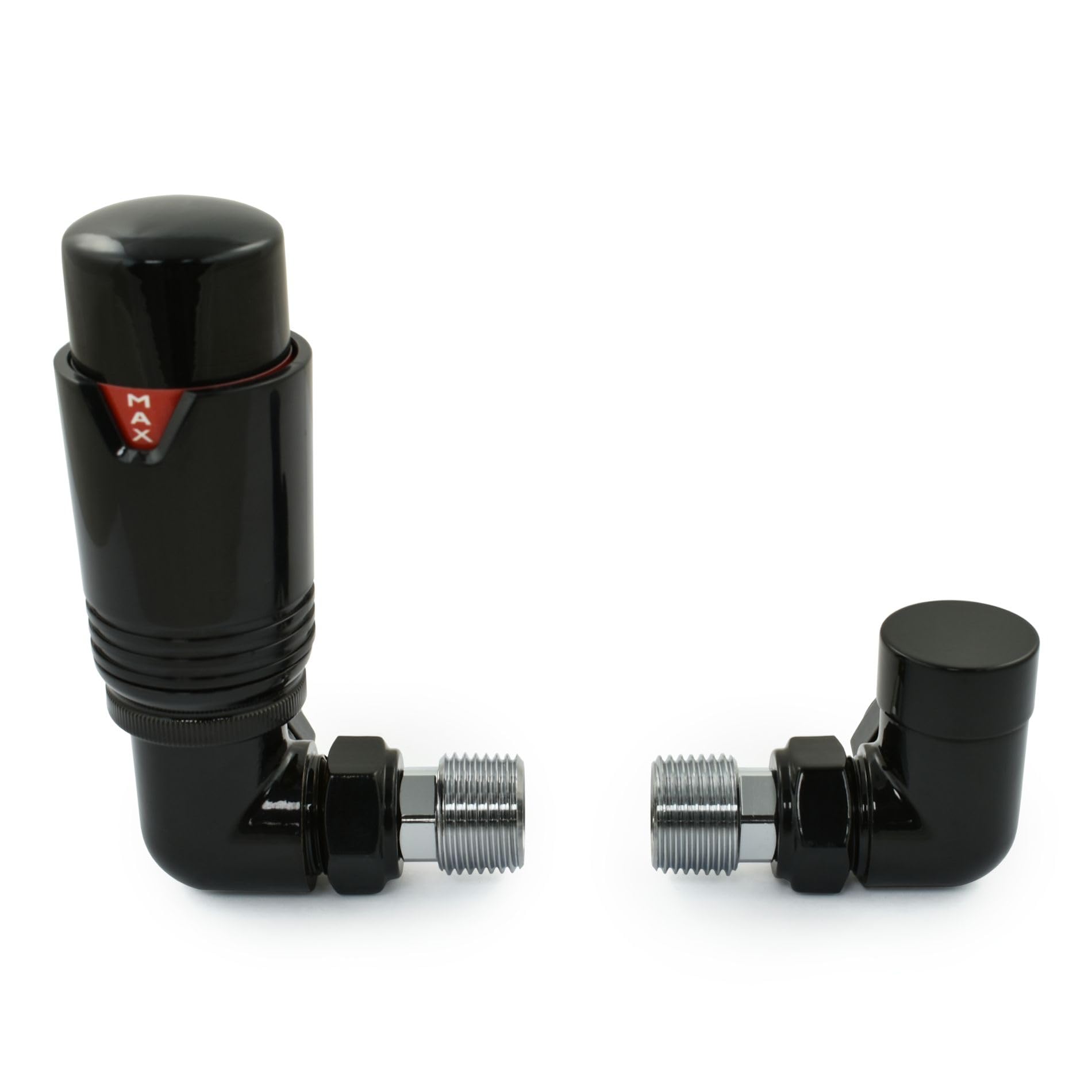 Thermostatic Radiator Valve Corner TRV – Style (All Black)
