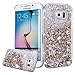 PHEZEN Galaxy S6 Case, Galaxy S6 Bling Glitter Case, 3D Creative Design Shiny Quicksand Flowing Bling Glitter Sparkle Heart Clear Hard Case for Samsung Galaxy S6 - Gold Diamonds