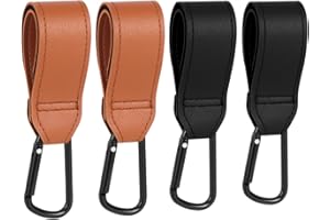4pcs Stroller Hooks, Pushchair Clips, Bike Car Storage Hook for Bags, Wardrobe Multifunctional Hooks(Brown Black)