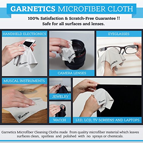 image for Garnetics Microfiber Cleaning Cloth (12 PACK) - to clean Glasses, Lens