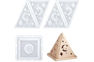 Waitamo Moon Pyramid Resin Silicone Mold Hollow Geometric Candle Holder Mold for Aromatherapy Candles, Home Decor, Wedding Centerpiece DIY Craft (Moon Pyramid)
