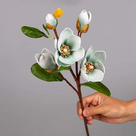 Amazon 3本組 フェイクフラワー ハクモクレン 造花 花束 室内 枯れない 庭 卓上 防水 世話いらず おしゃれ 新学期 新生活 ウェディング用 新築祝い 移転祝い インテリア飾り お元月 母の日 ブルー 造花 オンライン通販