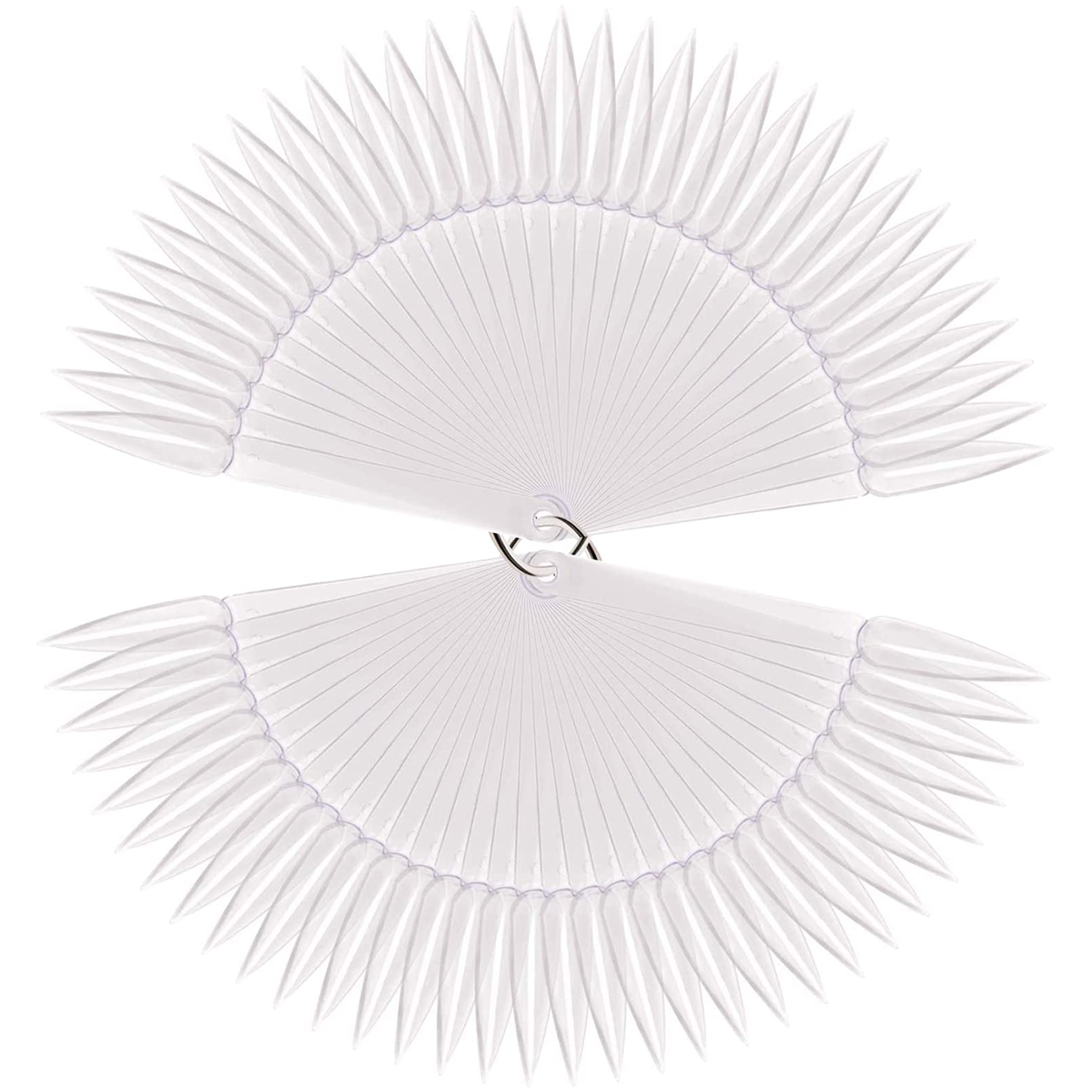 100pcs Clear Nail Swatches Sticks, FITDON Transparent Stiletto Nail Art Tips Practice Sticks Fan Shaped Plastic Nail Polish Board Display