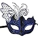 XVEVINA Masquerade Mask for Women Shiny Glitter Venetian Pretty Party Evening Prom Mask (Butterfly Black&Blue)