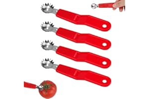 4 Pcs Tomato Corer Tool, Strawberry Huller Stem Remover Fruit & Vegetable Stem Remover with Ergonomic Handle for Kitchen Sala