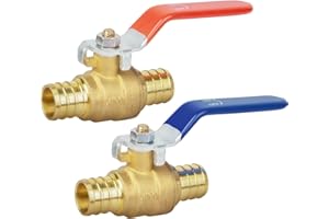 JUWO 3/4 Inch PEX Ball Valve, 2 Pack Pex Crimp Brass Full Port Shut-off Valve with 1/4 Turn Handle for Hot and Cold Water, UPC Certified