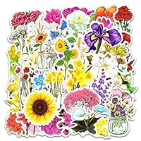 Ehope Waterproof Vinyl Spring Flower Stickers Cute Flower Decals for Laptop Ipad Car Luggage Water Bottle Helmet Teen (50Pcs Flower Style)