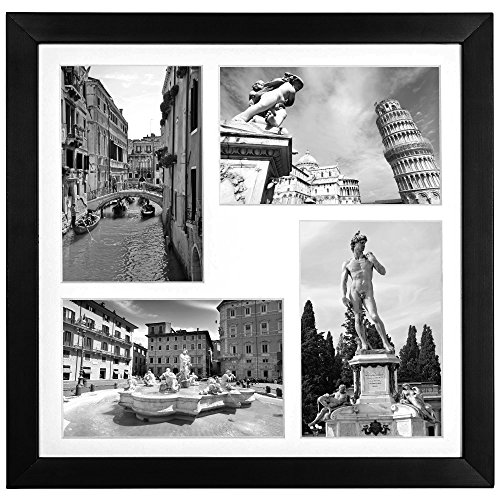 UPC 791398906271, Collage Picture Frame - Displays Four 4x6 Inch Photos (Two Landscape Pictures &amp; Two Portrait Pictures) with Mat and 12x12 inch without the Mat - Top Selling Square Picture Frames