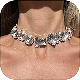 Roe Dolph Rhinestone Choker Necklace Silver Bling Crystal Jewelry for Women, Sparkling Elegant Adjustable Chain for Daily Wear or Parties