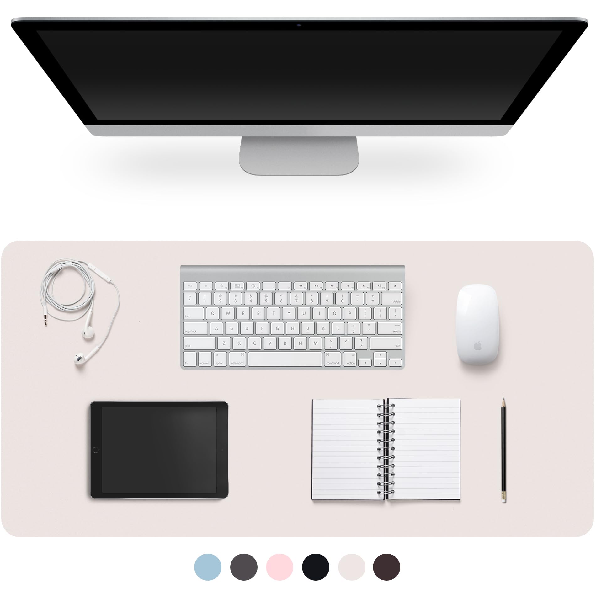Photo 1 of Leather Desk Pad Protector, Non-Slip Desk Pad, on-Slip PU Leather Large Mouse Pad, Easy Clean Desk Protector Mat, Writing Pad for Office Work/Home/Décor(Off White, 23.6" x 13.7")