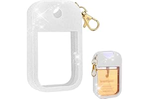 AIERSA Hand Sanitizer Spray Glitter Case Compatible with Touchland, Silicone Hand Sanitizer Case Holder with Keychain for Touch Land Mist 1FL. OZ (Glitter Sequin White)
