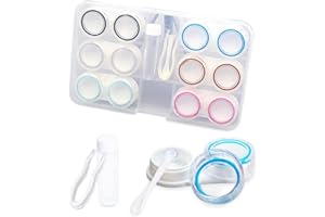 ofone 6 Pack Clear Contact Lens Case, Portable Contact Lenses Cases with Tweezers Remover Tool Solution Bottle Contacts Soak Storage Container Kit for Travel Home