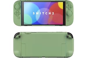 PlayVital Hard Case for Nintendo Switch 2 with Extra Stand & Thumb Grip Caps | Split Design, Dockable Protective Full-Body Shell Cover for Nintendo Switch 2 | Solid Color Series, Matcha Green
