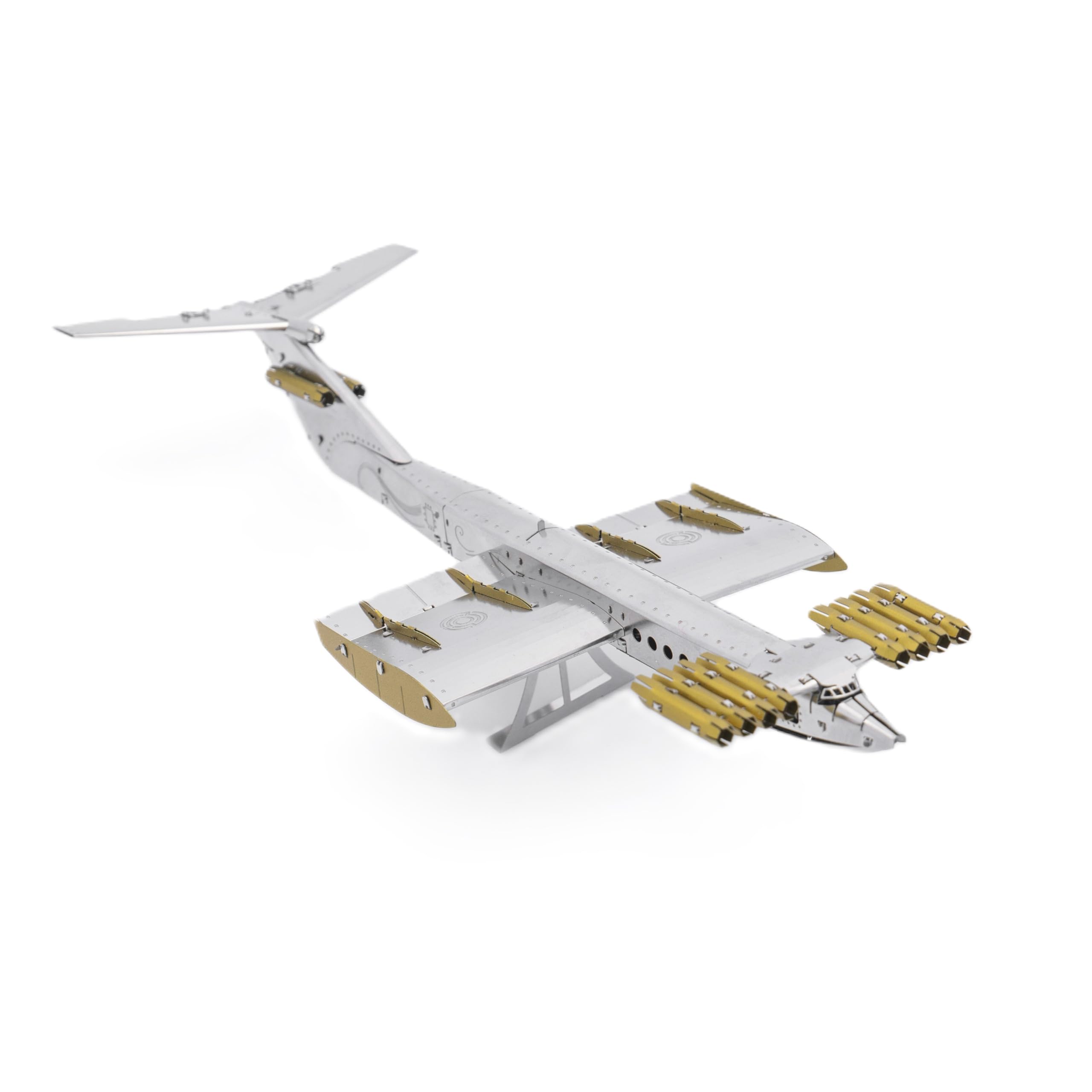 METAL TIME Caspian SEA Monster, Ekranoplan Metal Model Kit, 3D Model Ekranoplan, Metal Model Kit, Moving Ailerons, Dual Color Ekranoplan 3D Model with Detachable Platform, 77 Pieces.