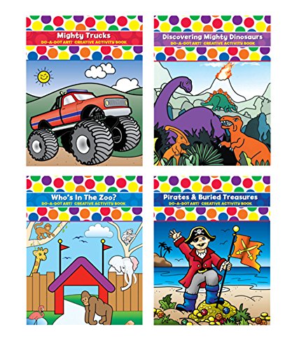 Do A Dot Art! Coloring Book Bundle- 4 Pack Coloring Books- Kids Mighty Trucks, Discovering Mighty Dinosaurs, Who's in The Zoo, and Pirates & Buried Treasures