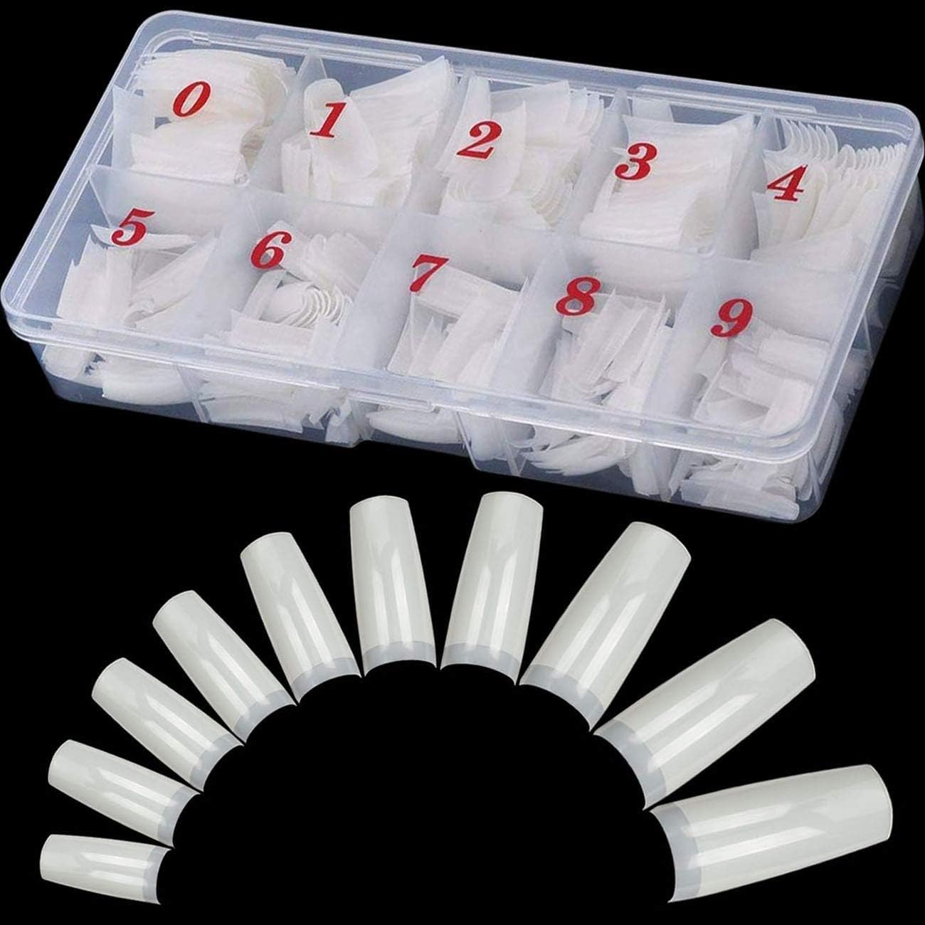 Natural Fakes Nails Set, 500 Pieces French Acrylic Nail Tips With Box for Women Girls, Green