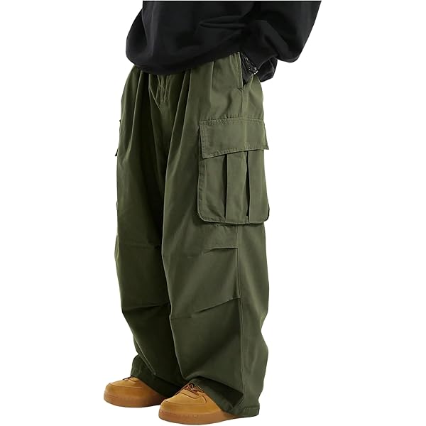 Verdusa Men's Drawstring Waist Pocket Side Loose Cargo Pants