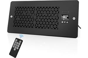 MATULSA Register Booster Fan for 4" x 10" Register Holes with Remote Control and Thermostat, 10-Speeds Floor Vent Fans Booster - Enhances AC Heating&Cooling Airflow, Quiet Air Duct Fan for Wall, Black
