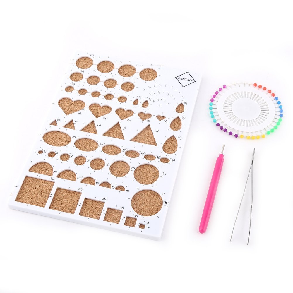 Paper Quilling DIY Craft Kit Template Board + Tweezer + Pins + Slotted Pen Quilling Tools Kit (Color : White)