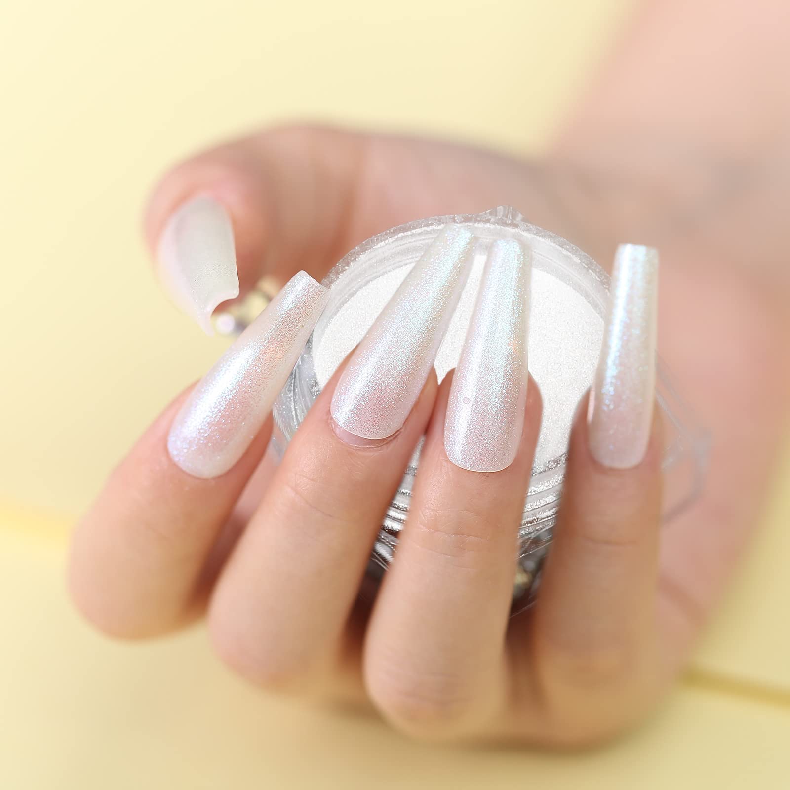 Artdone 2 Jars Chrome Nail Powder White and Red Pearl, Iridescent Aurora Powder Metallic Mirror Effect Pigment Pearlescent Mermaid Pearl Dust Kit, Decoration Resin Craft - Image 3