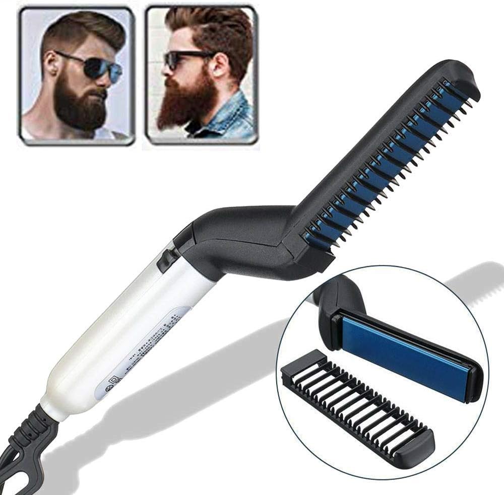 Beard Straightener, Hot Comb for Men Quick Hair Straightening Electric Hair Beard Styler for DIY Flexible Modeling