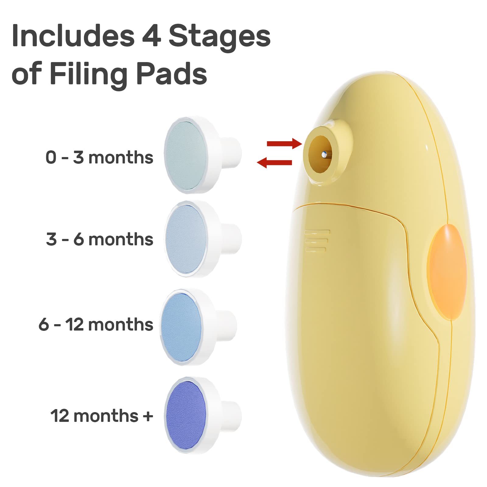 NCVI Baby Nail Trimmer Electric, Baby Nail File, Safe Baby Nail Clippers, Trim and Polish Set for Newborn Baby Infant Toddler Kids, Fingernails Care, Grooming & Manicure kit, 8 Grinding Heads, Yellow