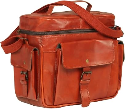 Vidaxl Sac Appareil Photo Reflex Numerique Cuir Brun Roux Housse